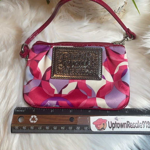 Coach poppy coin purse wallet wristlet pink silver - Picture 2 of 6